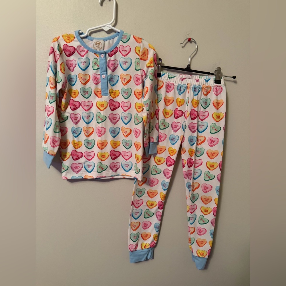 Little Bear Smocke Colorful Valentine Heart Pajamas